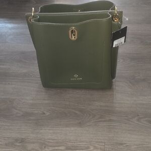 NWT Nanette Lepore Vegan Leather Shoulder Bag in olive green